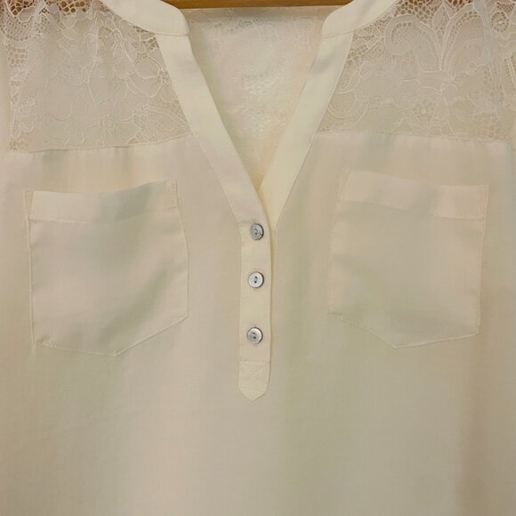 Express Feminine Lace Detail Blouse, Size Small - Picture 3 of 5